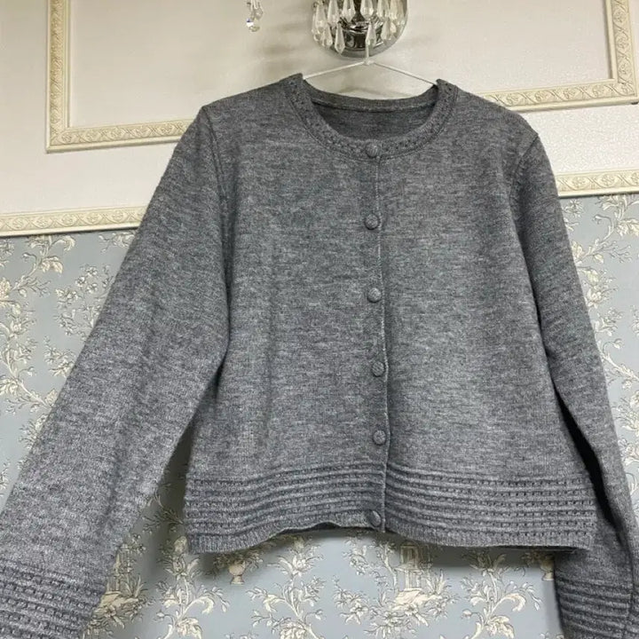 [BUNJANG] Gray Tweed Knit Cardigan / 회색.트위드 니트가디건 55~66