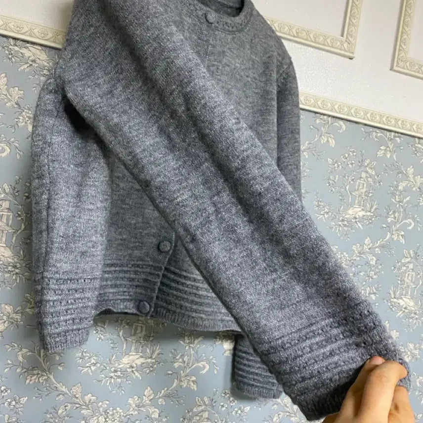 [BUNJANG] Gray Tweed Knit Cardigan / 회색.트위드 니트가디건 55~66