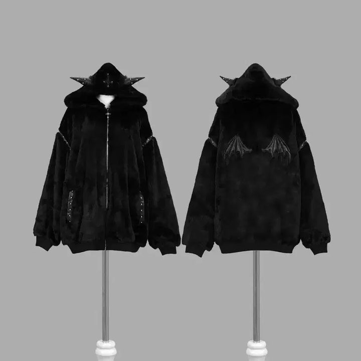 [BUNJANG] Dimmoire Black Fur Hooded Zip-up Jacket / Dimmoire 블랙 퍼 후드집업 딤모아르 딤모 급전