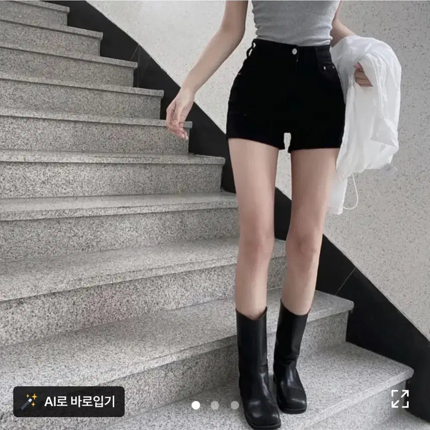 [BUNJANG] CreamCheeseMarket High-Waist Short Pants - Black / 크림치즈마켓 하이웨스트 숏팬츠 블랙 에이블리
