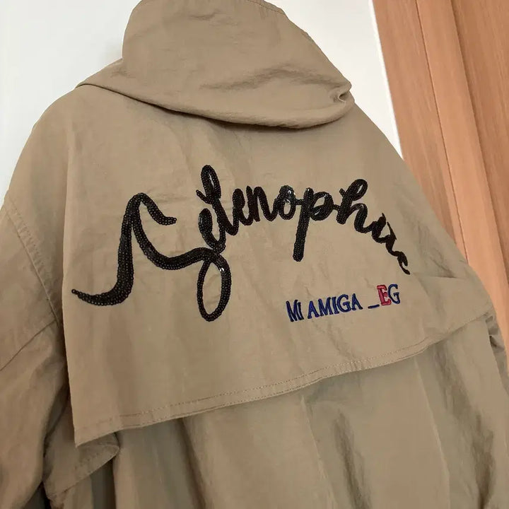 [BUNJANG] Egoist Spangle Lettering Short Field Jacket / 에고이스트 20년 바스락 스팽글 레터링 숏 야상 점퍼 스트링 벌룬 자켓