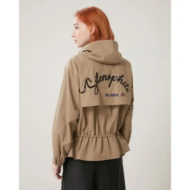 [BUNJANG] Egoist Spangle Lettering Short Field Jacket / 에고이스트 20년 바스락 스팽글 레터링 숏 야상 점퍼 스트링 벌룬 자켓