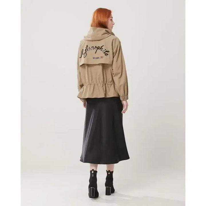 [BUNJANG] Egoist Spangle Lettering Short Field Jacket / 에고이스트 20년 바스락 스팽글 레터링 숏 야상 점퍼 스트링 벌룬 자켓