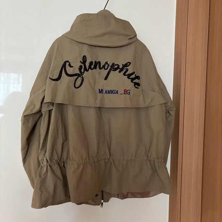 [BUNJANG] Egoist Spangle Lettering Short Field Jacket / 에고이스트 20년 바스락 스팽글 레터링 숏 야상 점퍼 스트링 벌룬 자켓