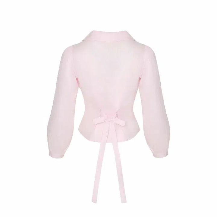 [SOLD OUT] 위스페어리 BLOOMING RIBBON BLOUSE -PINK