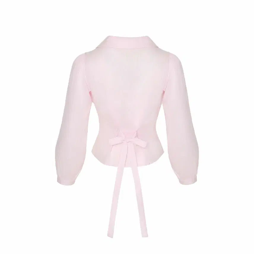 [SOLD OUT] 위스페어리 BLOOMING RIBBON BLOUSE -PINK