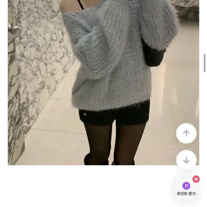 [BUNJANG] Roslyn Off-Shoulder Knit Sweater / 에이블리 로즐린 니트 소라색
