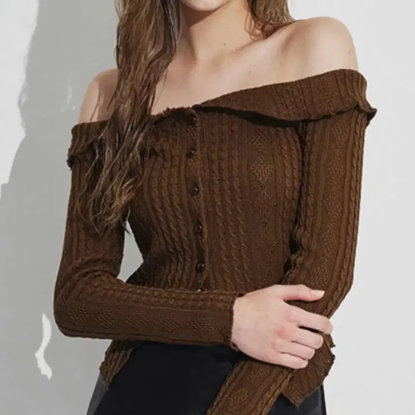 [BUNJANG] Rose Franz Off-Shoulder Knit Dorothy Brown / 로제프란츠 오프숄더 니트 도로시