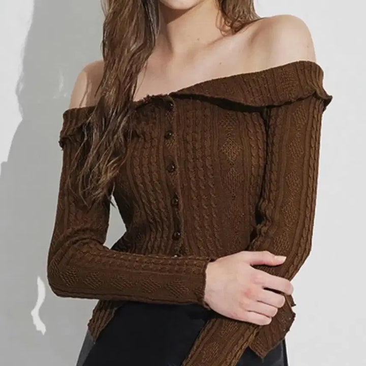 [BUNJANG] Rose Franz Off-Shoulder Knit Dorothy Brown / 로제프란츠 오프숄더 니트 도로시