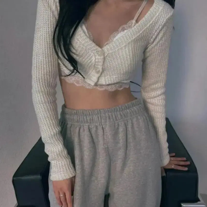 [BUNJANG] Three Times Waffle Knit Cardigan Bolero / 쓰리타임즈 와플 니트 가디건 볼레로 일본빈티지엔젤넘버555포어링