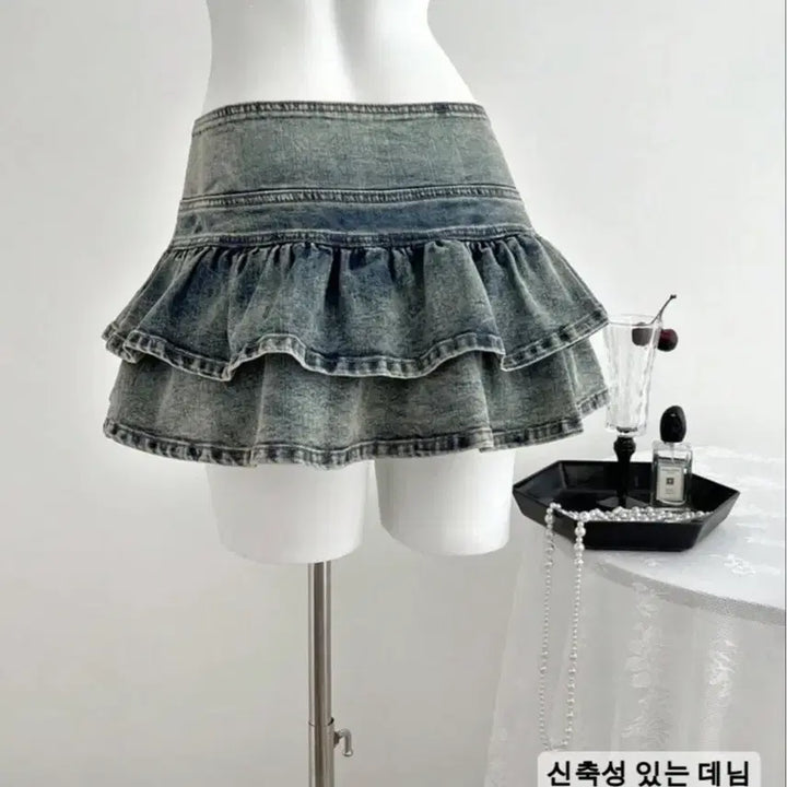 [BUNJANG] SHEIN Ruffle Denim Mini Skirt XS / [새상품] 쉬인 러플 데님미니스커트 XS
