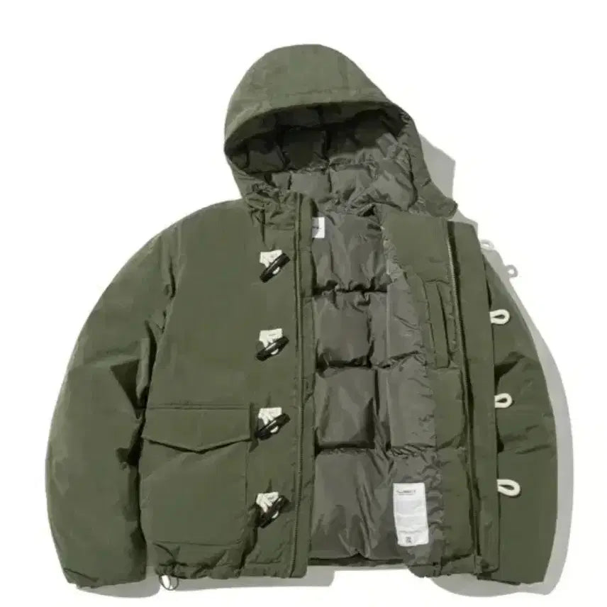 [BUNJANG] Filluminate Duffel Hooded Padded Jacket - Khaki / 필루미네이트 더플 후드 패딩-카키