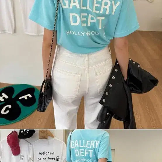 [BUNJANG] Gallery Dept. Short Sleeve T-shirt (Sky Blue) / 갤러리 뎁트 반팔 티셔츠 하늘색