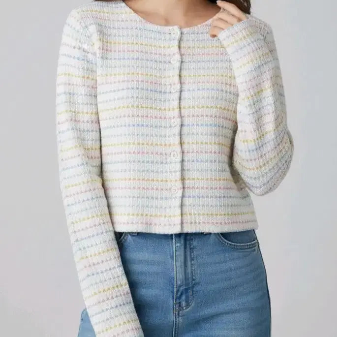 [BUNJANG] 파스텔 컬러 짜임 세미 크롭 가디건 / 파스텔 컬러 짜임 세미 크롭 가디건