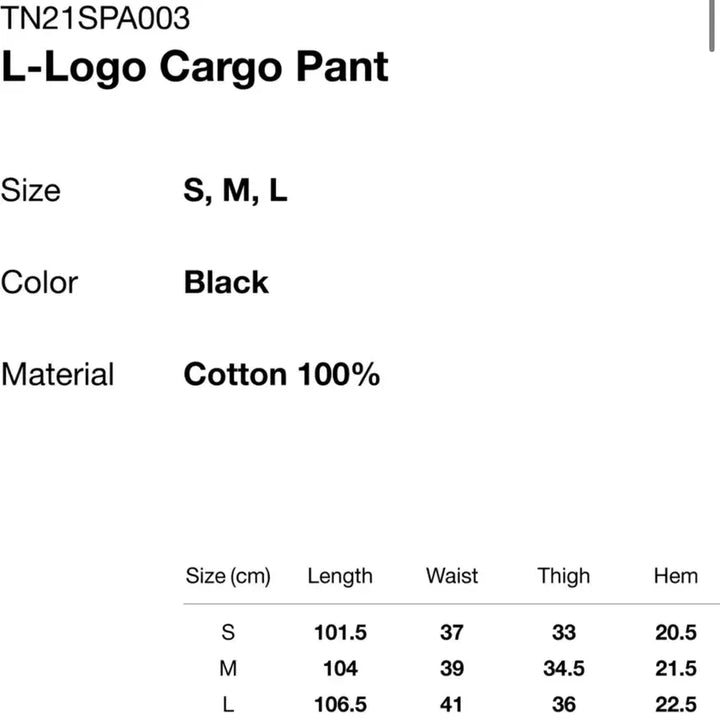 [BUNJANG] thisisneverthat Black Cargo Pants / 디스이즈네버댓 블랙 카고 바지