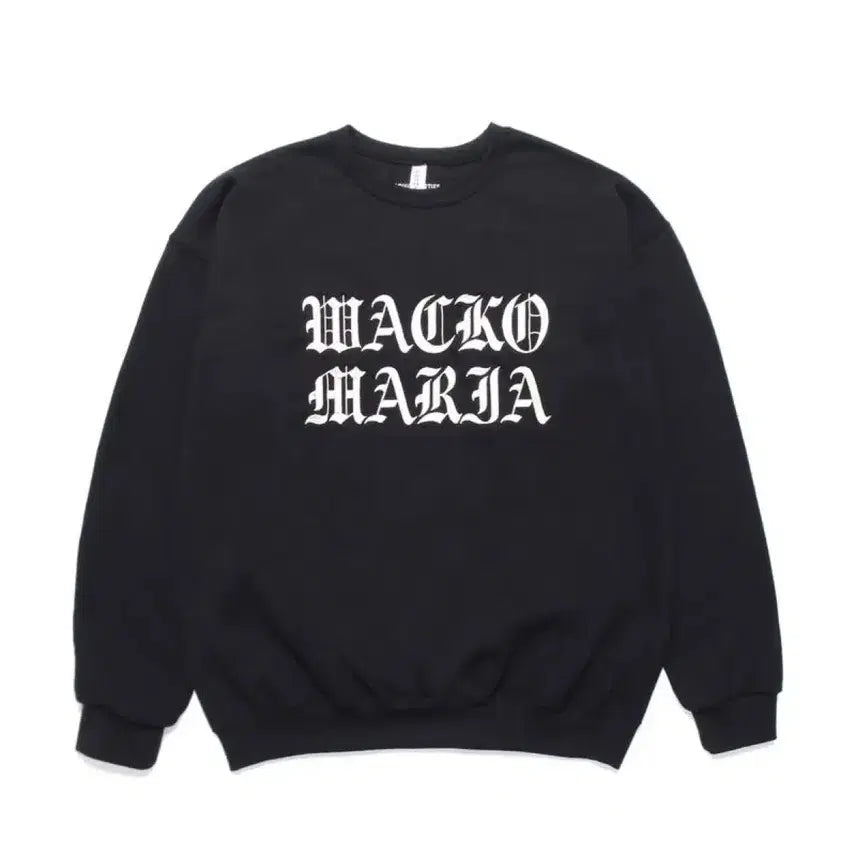 [SOLD OUT] 와코마리아 자수 올드 잉글리시 블랙 크루넥 저지스 스웻 L