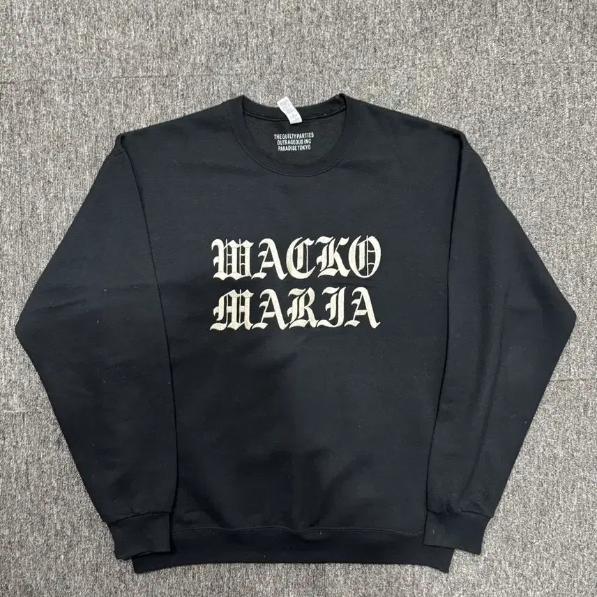 [SOLD OUT] 와코마리아 자수 올드 잉글리시 블랙 크루넥 저지스 스웻 L