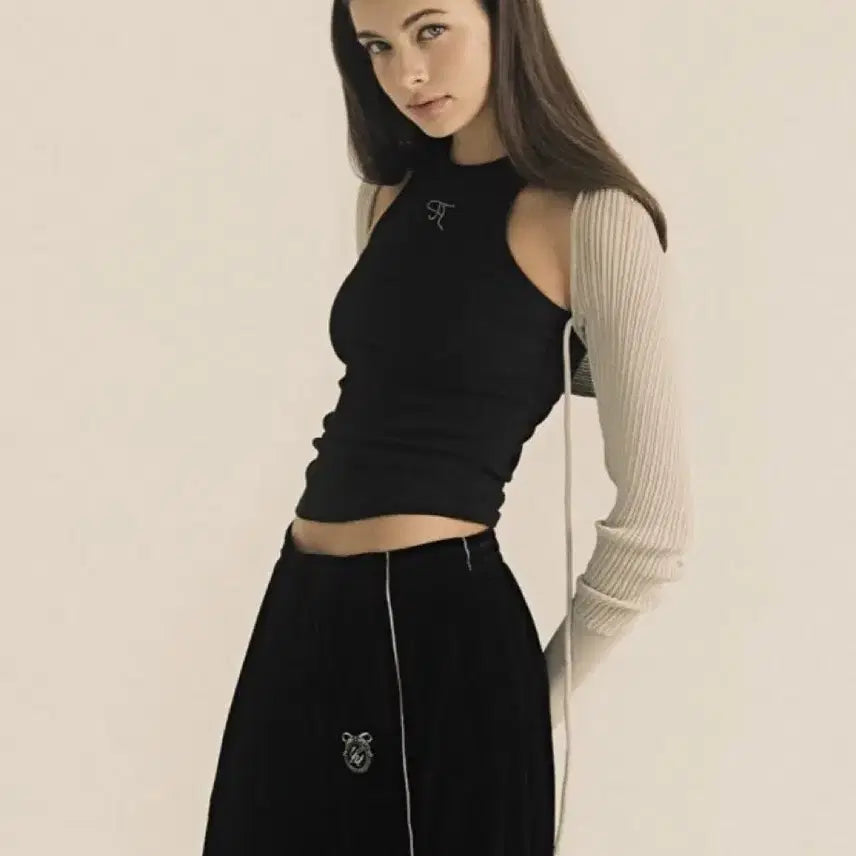 [BUNJANG] 3 Times Jewel Long Tank Top Black / 쓰리타임즈 쥬얼 롱 탱크탑 블랙