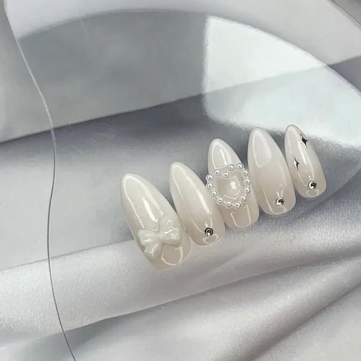 [BUNJANG] Sharon Blanc Glitter Gradient Nail Tips (14 Shapes) / *할인가* 반시럽 글리터 그라데이션 네일팁 / 14종 쉐입