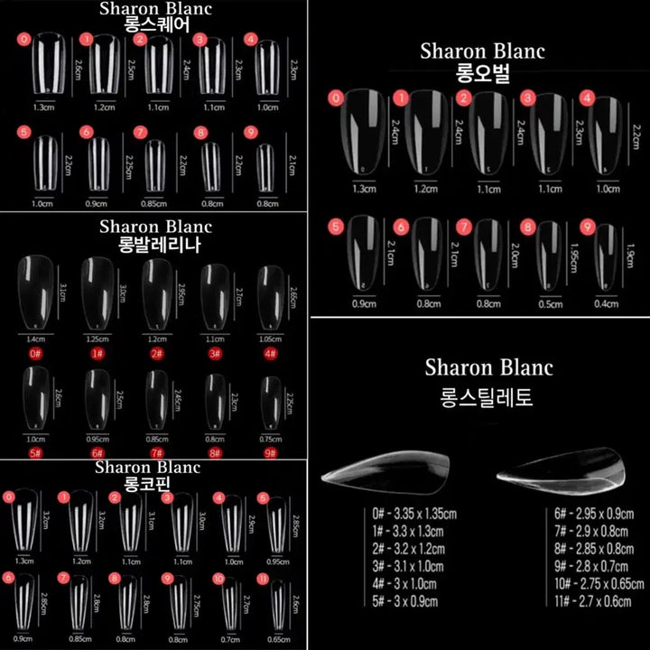 [BUNJANG] Sharon Blanc Glitter Gradient Nail Tips (14 Shapes) / *할인가* 반시럽 글리터 그라데이션 네일팁 / 14종 쉐입