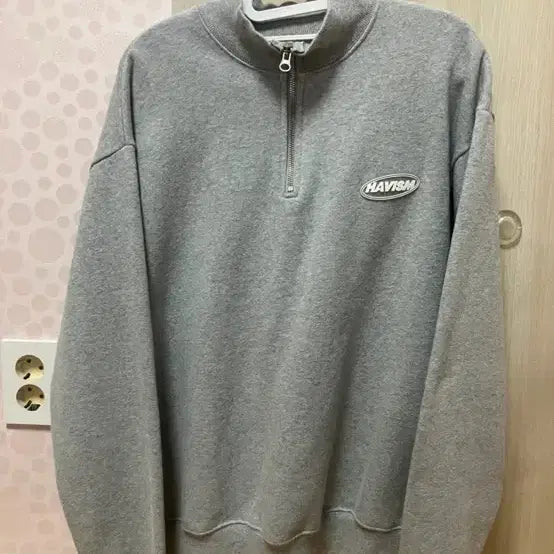 [BUNJANG] HAVISM Half Zip-up Gray Sweatshirt / HAVISM 해비즘 하프집업 맨투맨 그레이 반집업