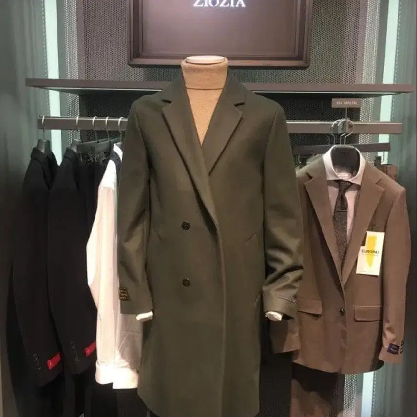 [BUNJANG] ANDZ Wool Cashmere Double Coat (Khaki/105) / 앤드지 울 캐시미어 더블 코트 (카키색/105)