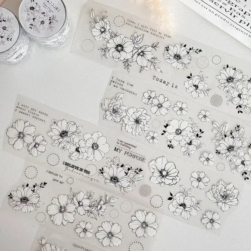 [BUNJANG] White Flower Masking Tape Cut - Kkakong / #화이트플라워 #마테컷/pet마테/까꽁이