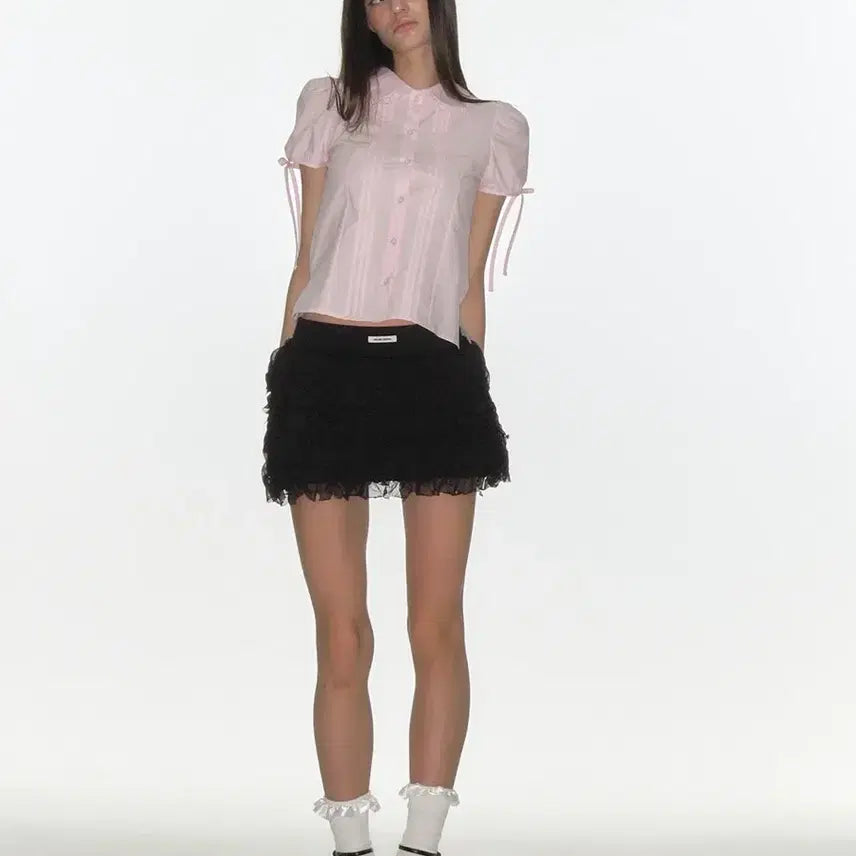 [BUNJANG] Crank Frill Shirring Mini Skirt / 크랭크) 프릴 셔링 미니 스커트 (새상품)