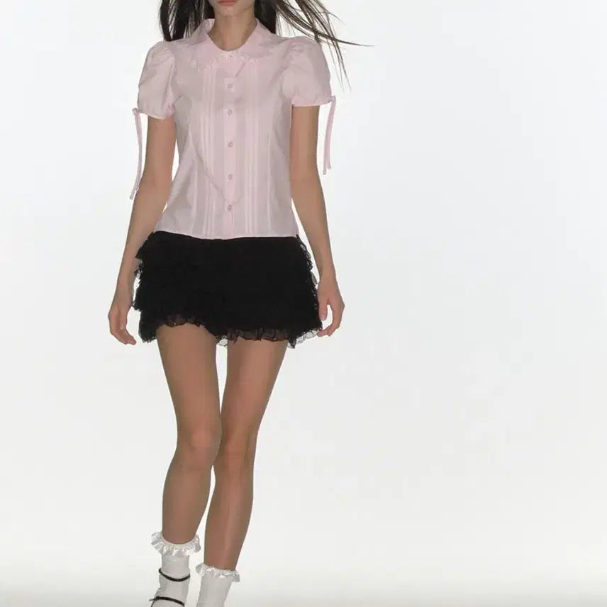 [BUNJANG] Crank Frill Shirring Mini Skirt / 크랭크) 프릴 셔링 미니 스커트 (새상품)