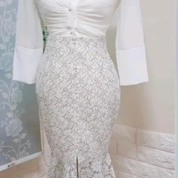[BUNJANG] Lace Mermaid Skirt Ivory / 레이스 머메이드 스커트 아이보리