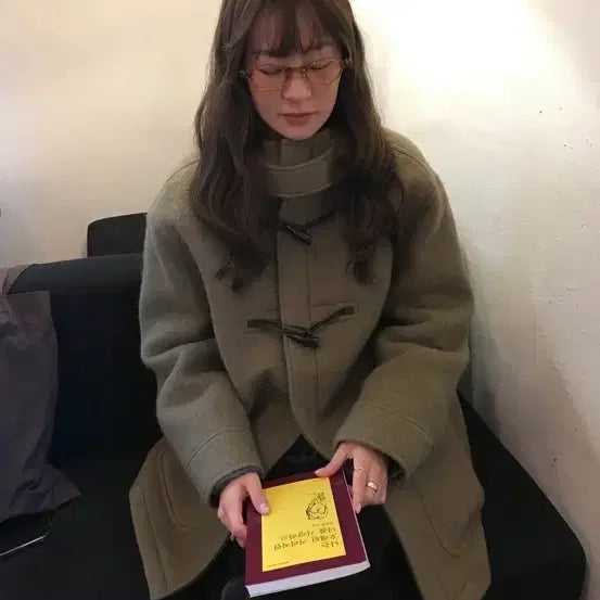 [BUNJANG] Majo & Lune Alpaca Wool Half Duffle Coat Khaki / 마조네 알파카 울 하프 더플 코트 카키