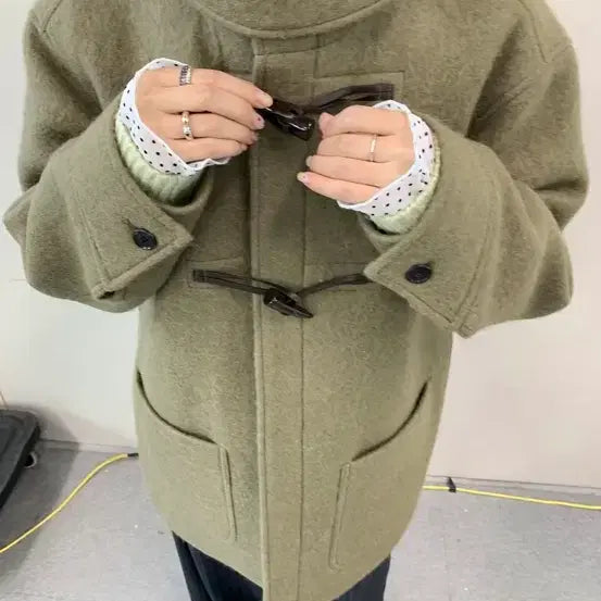 [BUNJANG] Majo & Lune Alpaca Wool Half Duffle Coat Khaki / 마조네 알파카 울 하프 더플 코트 카키