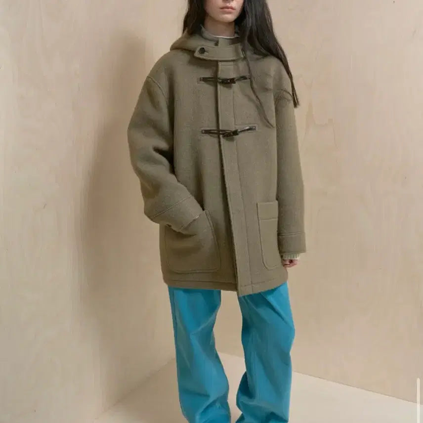 [BUNJANG] Majo & Lune Alpaca Wool Half Duffle Coat Khaki / 마조네 알파카 울 하프 더플 코트 카키