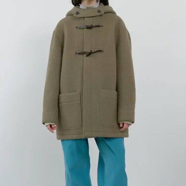 [BUNJANG] Majo & Lune Alpaca Wool Half Duffle Coat Khaki / 마조네 알파카 울 하프 더플 코트 카키