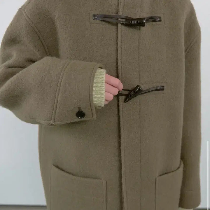 [BUNJANG] Majo & Lune Alpaca Wool Half Duffle Coat Khaki / 마조네 알파카 울 하프 더플 코트 카키