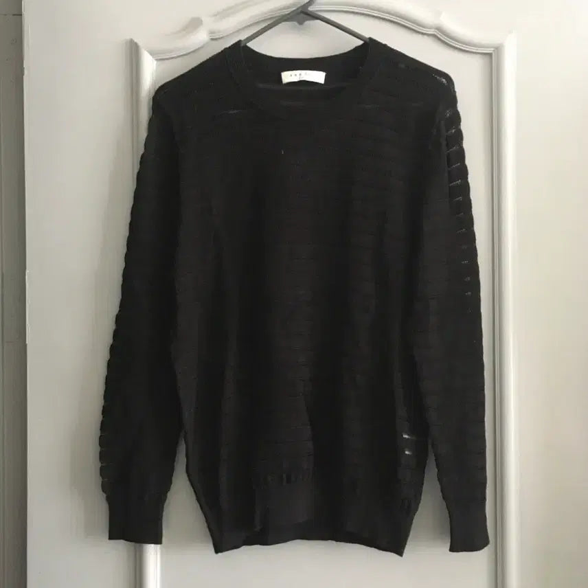 [BUNJANG] Sandro Striped Sheer Knit Top / 산드로 스트라이프 시스루 니트 1사이즈