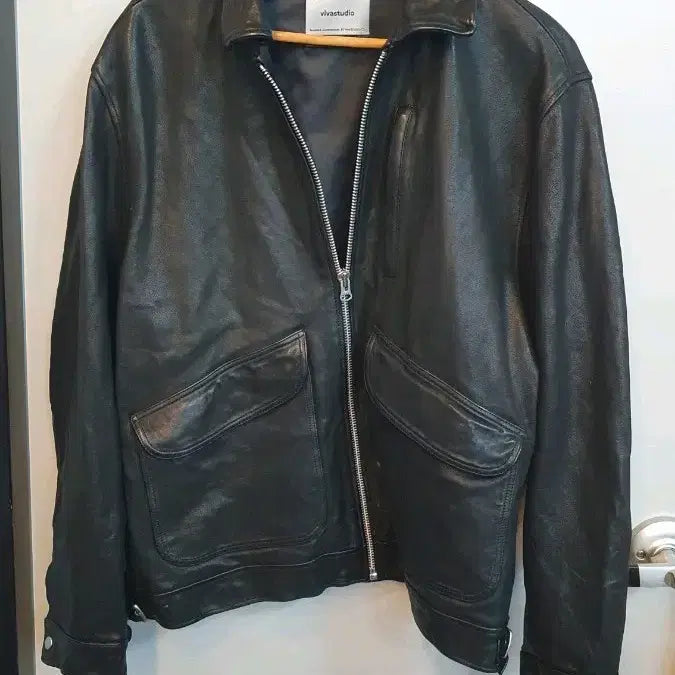 [BUNJANG] Vivastudio Leather Jacket (Black) - M / vivastudio 비바스튜디오 블랙 가죽 자켓M