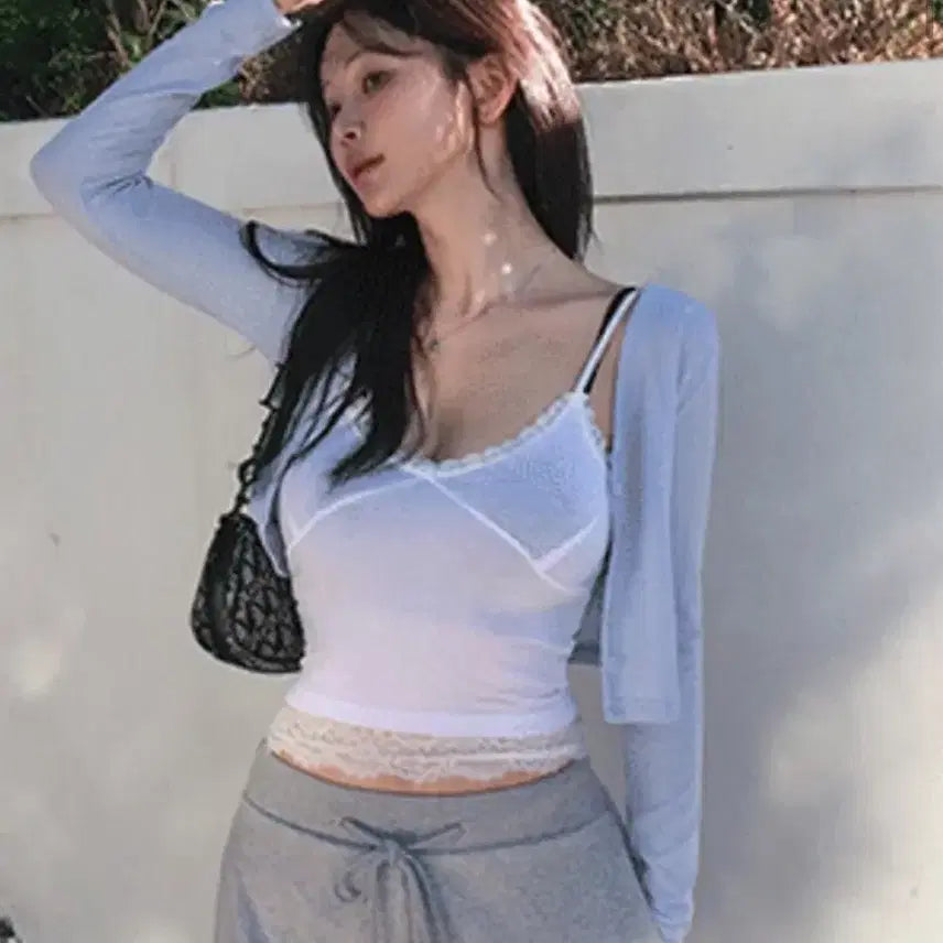 [BUNJANG] Hypnotic Sheer Crop Cardigan / 히프나틱 시스루 크롭 가디건