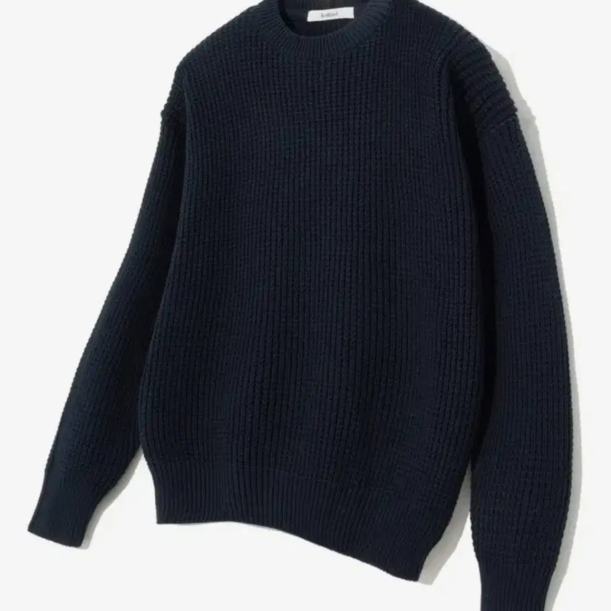 [BUNJANG] Knitted Navy Waffle Knit Sweater / Knitted 네이비 와플 니트 스웨터