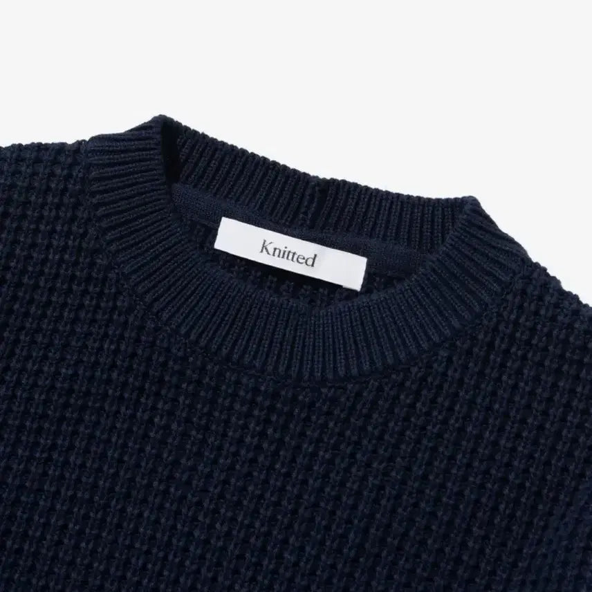 [BUNJANG] Knitted Navy Waffle Knit Sweater / Knitted 네이비 와플 니트 스웨터