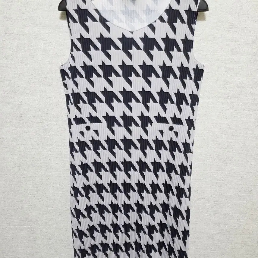 [BUNJANG] Houndstooth Pleated Long Dress / 하운드투스 플리츠 원피스