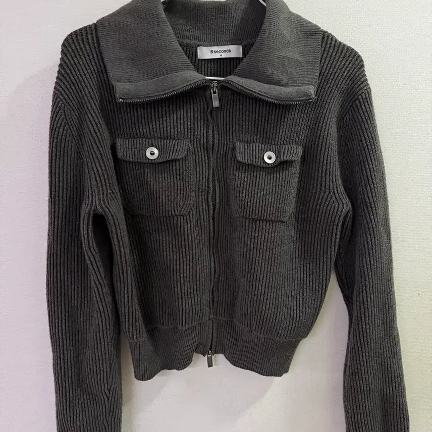 [BUNJANG] Khaki Zip-up Knit / 카키 집업 니트