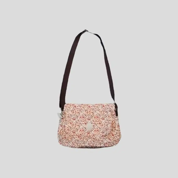 [BUNJANG] Kipling Floral Pattern Y2K Kitsch Shoulder Bag / 키플링 화이트 레드 플라워 플로랄 패턴 멀티포켓 몽키 키링 Y2K 키치