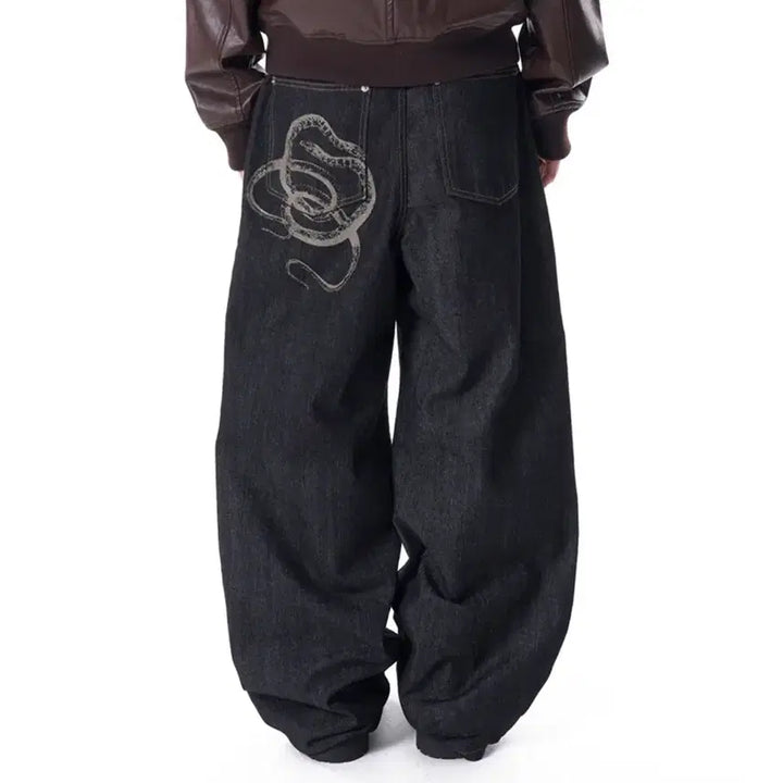 [BUNJANG] Acam Snake Print Denim Pants Size 1 / 아캄 스네이크 프린트 데님팬츠 1