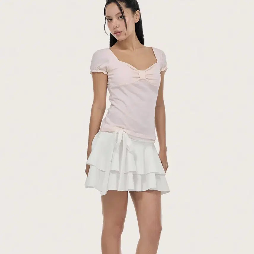 [BUNJANG] Kleesier Ribbon Letter Top Pink / 클리시어 리본 레터 탑 ribbon letter top pink 핑크