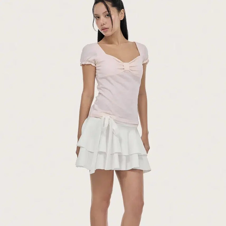 [BUNJANG] Kleesier Ribbon Letter Top Pink / 클리시어 리본 레터 탑 ribbon letter top pink 핑크
