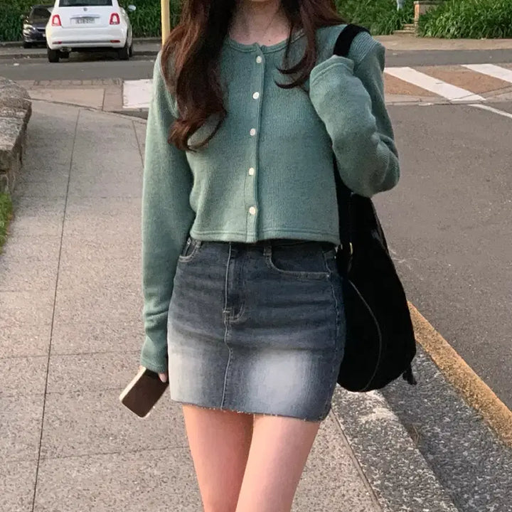 [BUNJANG] MADE Sienne Autumn Cardigan - Green / 미니포에 MADE 세느 어텀 가디건 그린