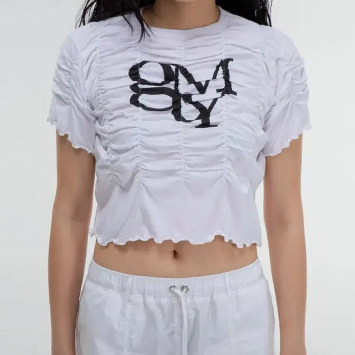 [BUNJANG] G_SHIRRING T-SHIRTS White / 김미더영 셔링 반팔 티셔츠 화이트 G_SHIRRING T-SHIRTS