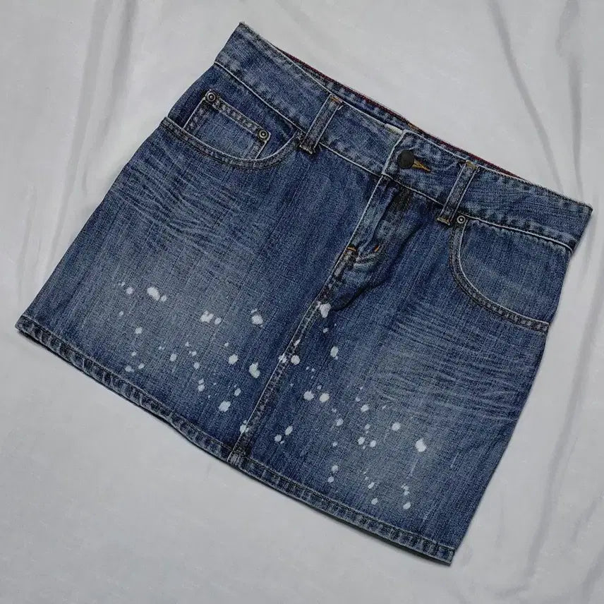 [BUNJANG] ROXY Paint Splatter Denim Mini Skirt / ROXY(록시) 페인트 스플래터 데님 미니스커트 (M사이즈)