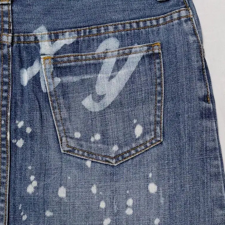 [BUNJANG] ROXY Paint Splatter Denim Mini Skirt / ROXY(록시) 페인트 스플래터 데님 미니스커트 (M사이즈)